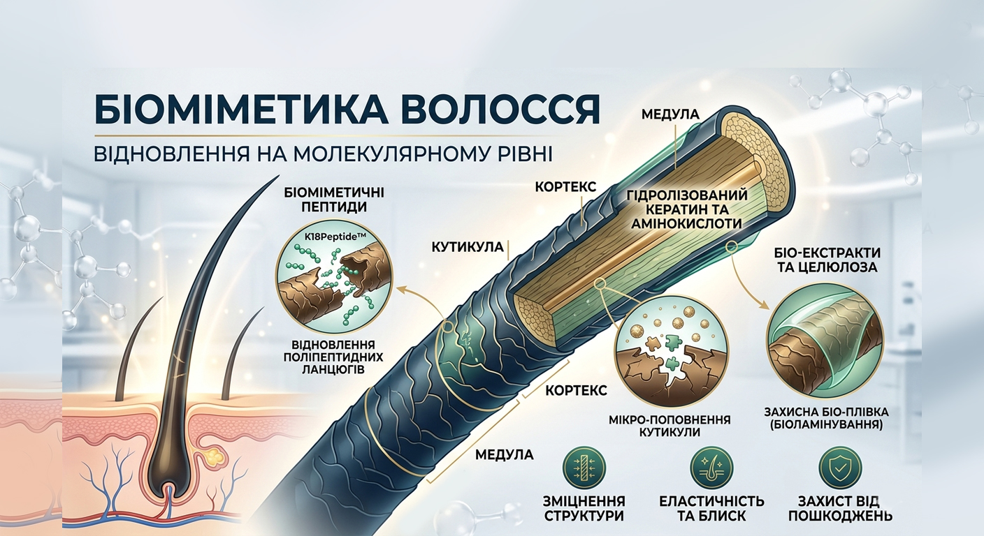 Біоміметика у професійній косметиці для волосся: що це таке і як працює